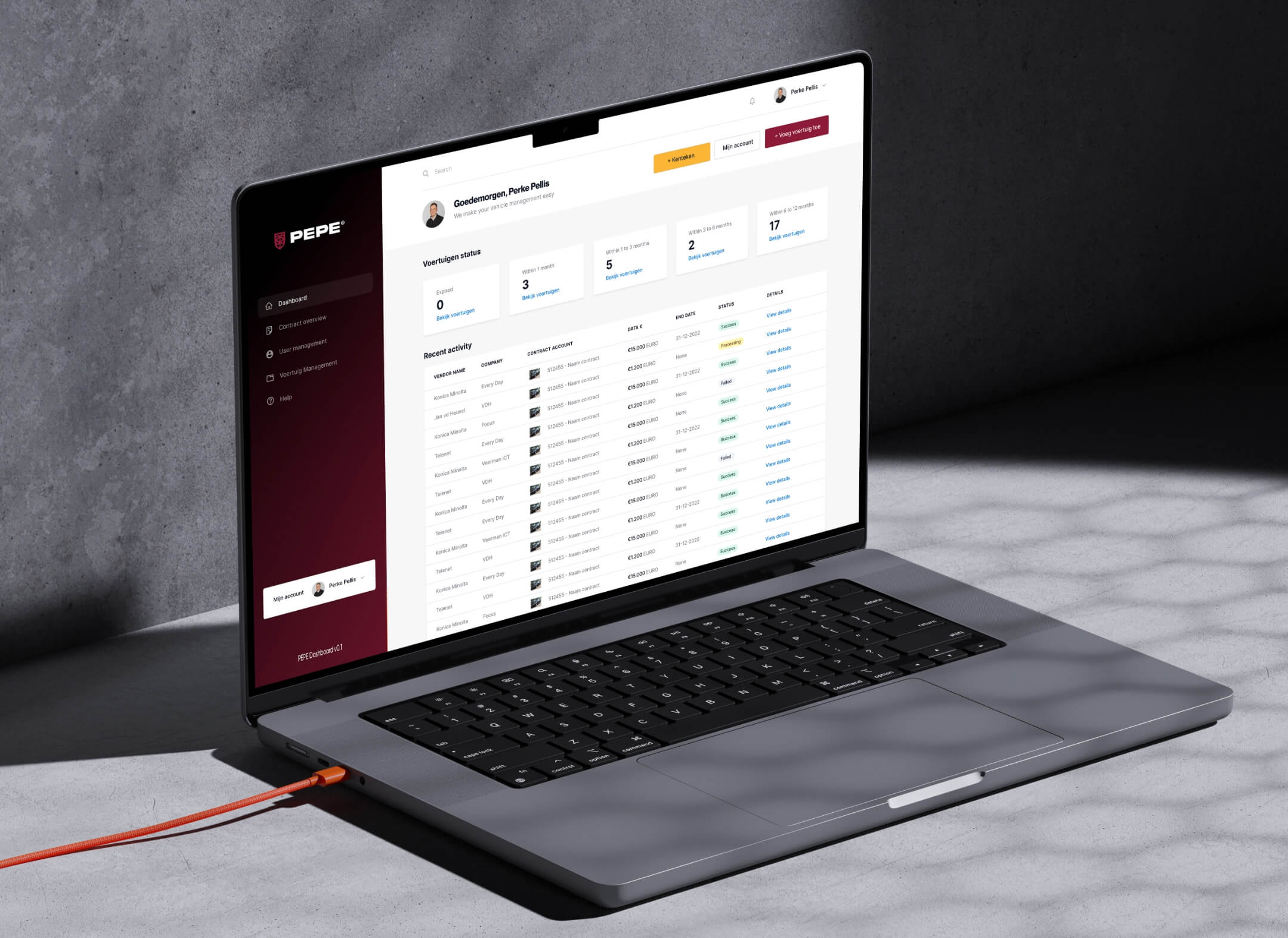 PEPE Wagenparkbeheer webapplicatie