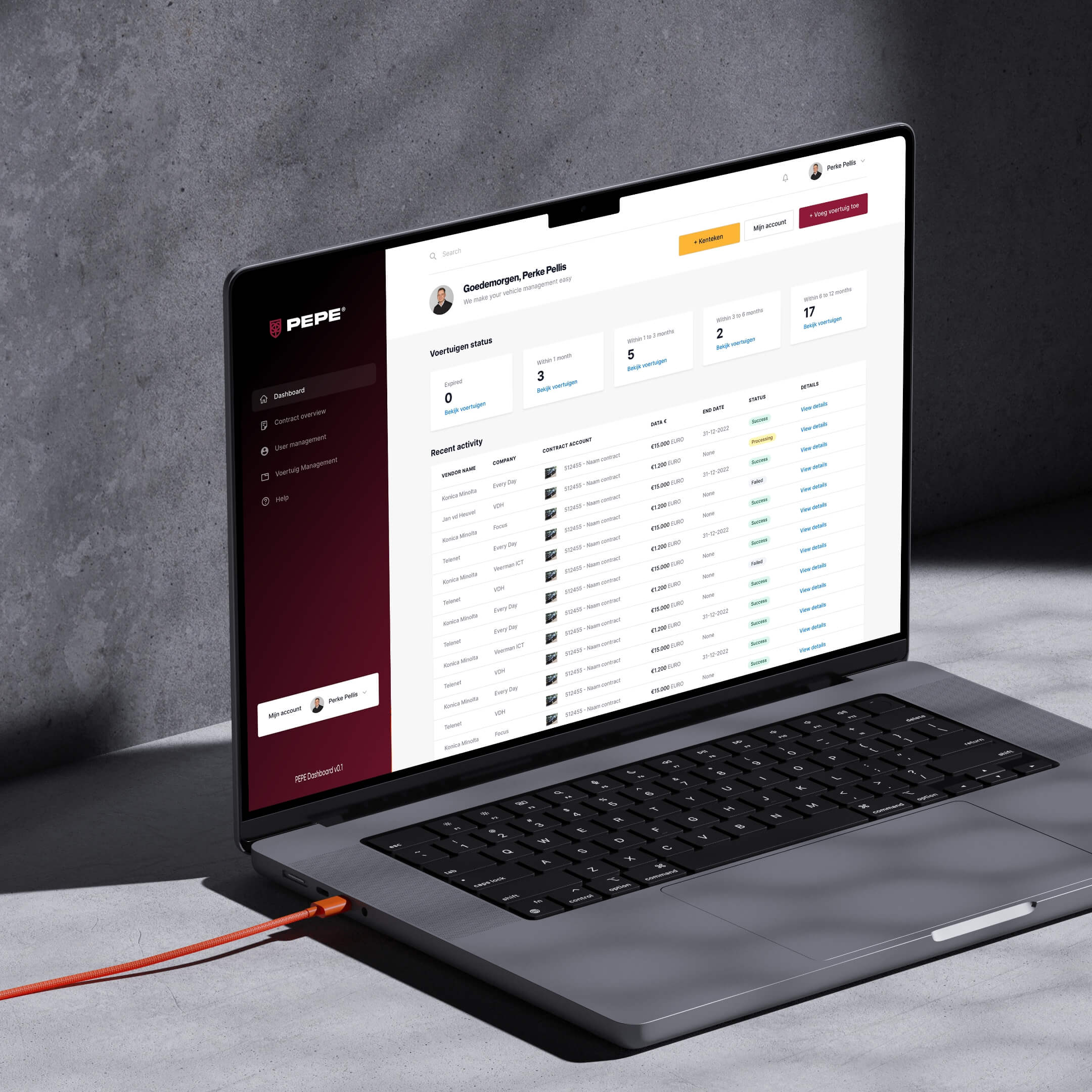 PEPE Wagenparkbeheer webapplicatie